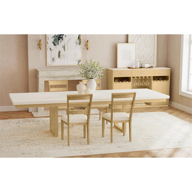 Picket House Furnishings Cambria Buffet with LED and Power in Off White/Natural