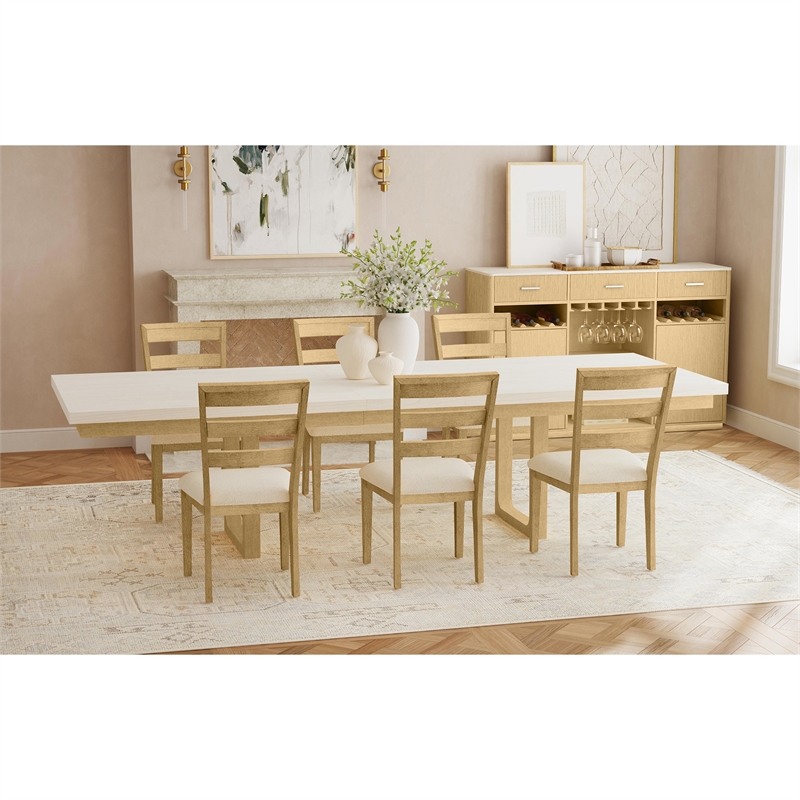 Picket House Furnishings Cambria Buffet with LED and Power in Off White/Natural