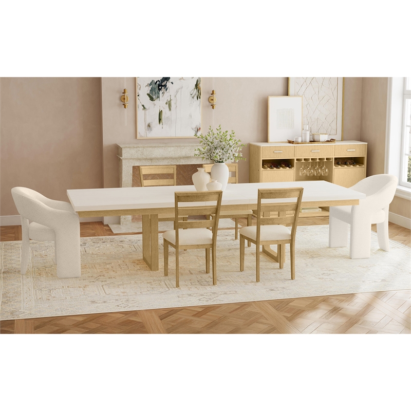 Picket House Furnishings Cambria Buffet with LED and Power in Off White/Natural