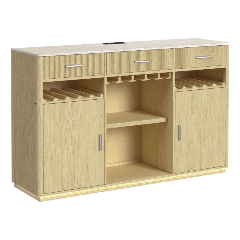 Picket House Furnishings Cambria Buffet with LED and Power in Off White/Natural
