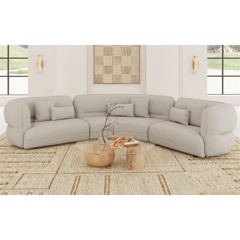 Picket House Furnishings Alessandra Sectional Set in Woolen Camel with 6 Pillows