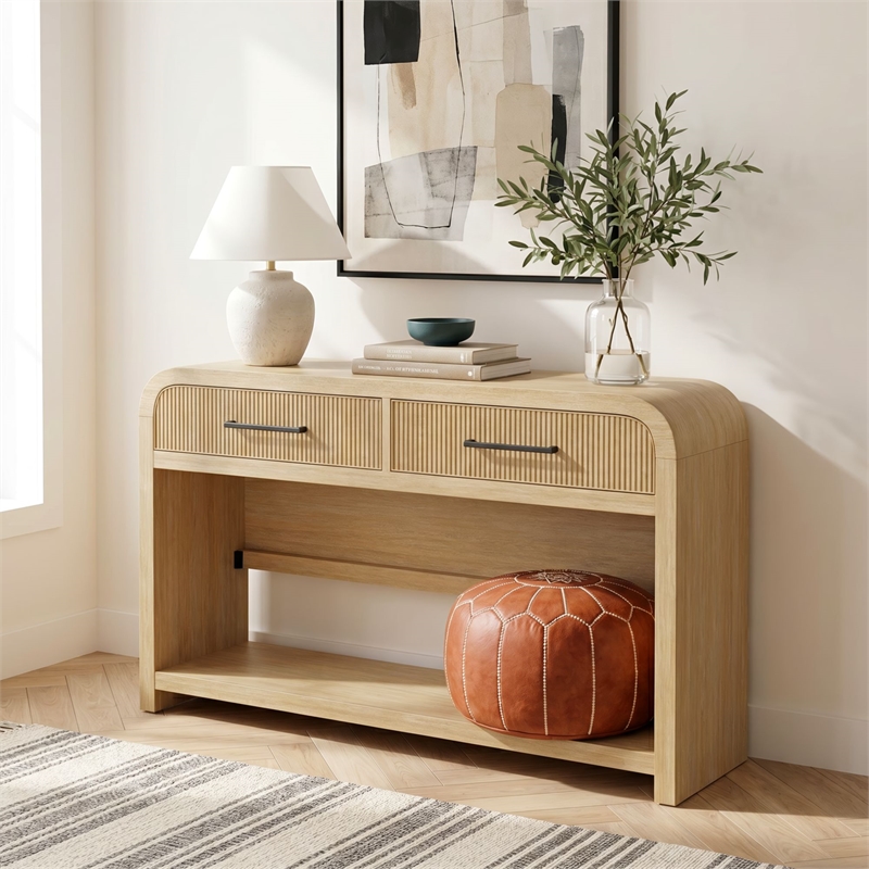 Picket House Furnishings Woodridge Sofa Table with Bottom Shelf in Natural