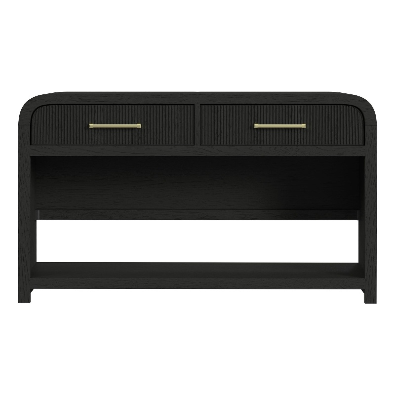 Picket House Furnishings Woodridge Sofa Table with Bottom Shelf in Black with Grain