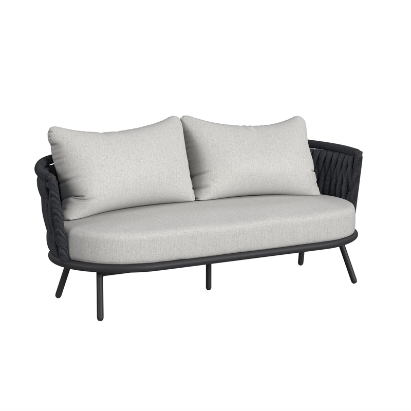 Picket House Furnishings Java Loveseat with Olefin Grey in Dark Grey
