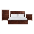 Picket House Furnishings Damen King Storage 3PC Bedroom Set in Rich Cherry