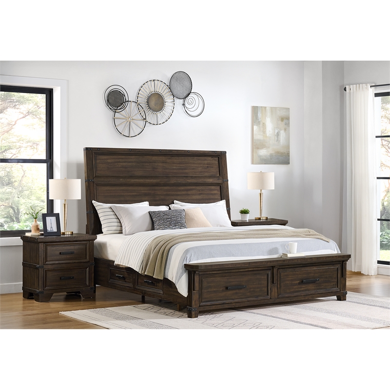 Picket House Furnishings Canyon Ridge Queen Storage 3PC Bedroom Set in Charcoal