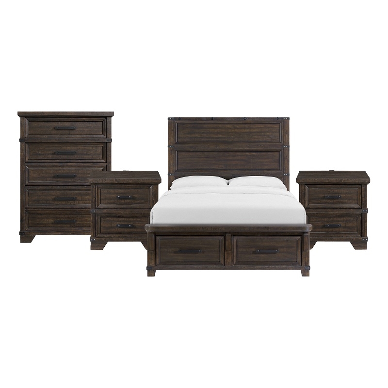 Picket House Furnishings Canyon Ridge Queen Storage 4PC Bedroom Set in Charcoal