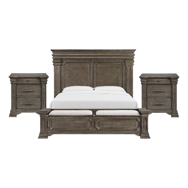 Picket House Furnishings Paterson King Storage 3PC Bedroom Set in Grey