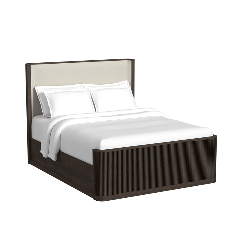 Picket House Furnishings Sutton Queen Uph 4PC Bedroom Set in Dark Brown