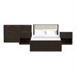 Picket House Furnishings Sutton Queen Uph 4PC Bedroom Set in Dark Brown