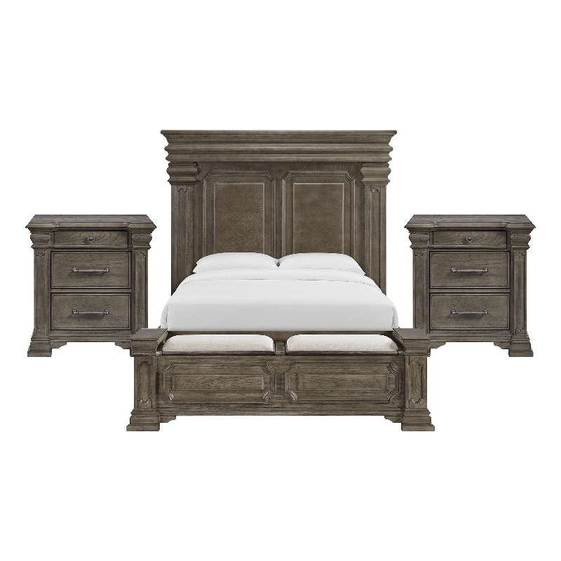 Picket House Furnishings Paterson Queen Storage 3PC Bedroom Set in Grey