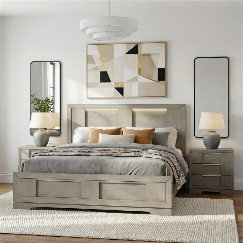 Picket House Furnishings Argo King 3PC Bedroom Set in Grey
