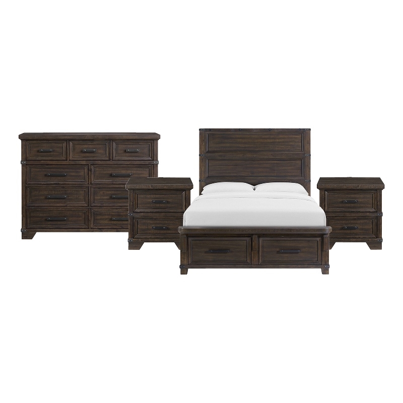 Picket House Furnishings Canyon Ridge Queen Storage 4PC Bedroom Set in Charcoal