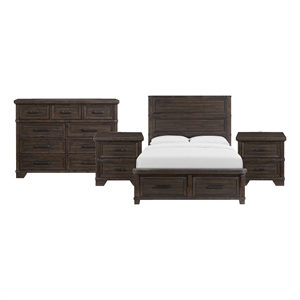 Picket House Furnishings Canyon Ridge Queen Storage 4PC Bedroom Set in Charcoal