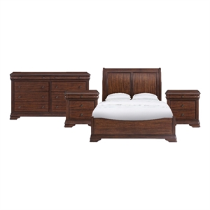 Picket House Furnishings Stark Queen 4PC Bedroom Set in Cherry