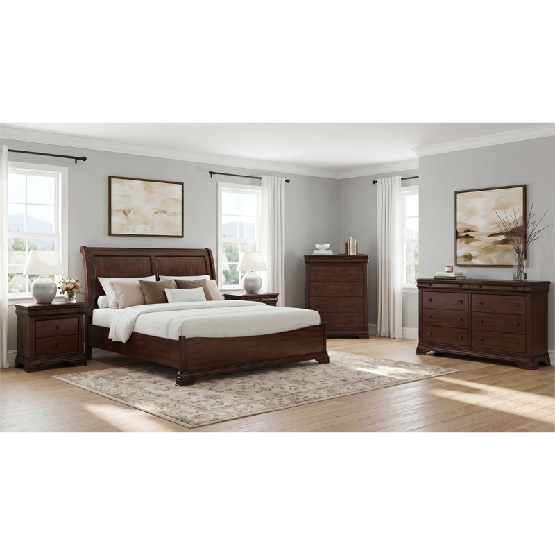 Picket House Furnishings Stark Queen 5PC Bedroom Set in Cherry