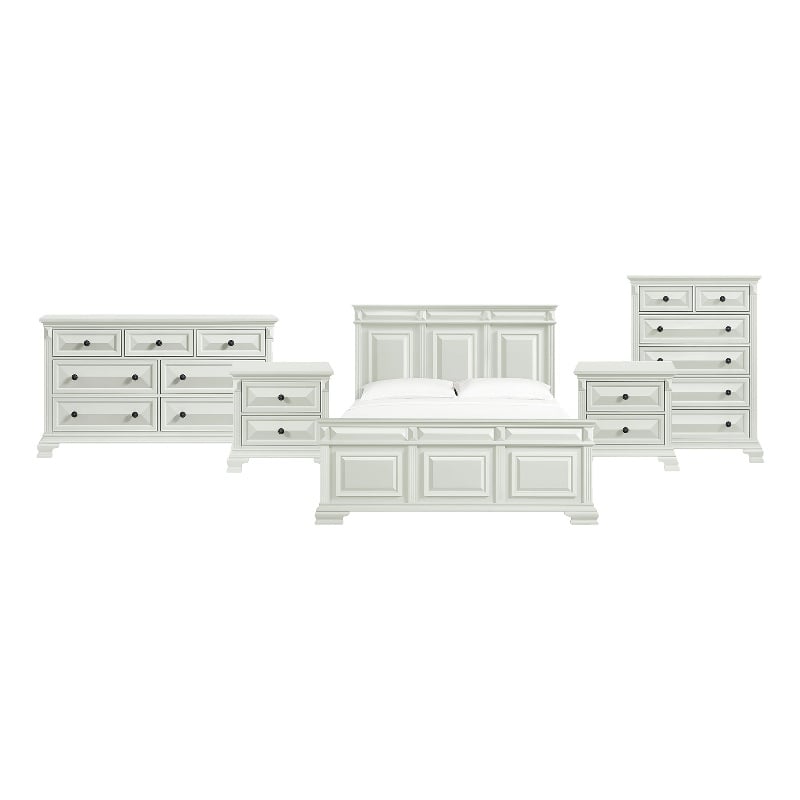 Picket House Furnishings Sumner King 5PC Bedroom Set in Antique White