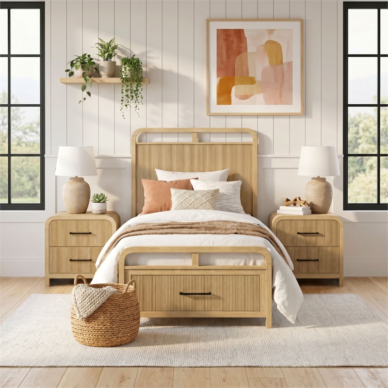 Picket House Furnishings Woodridge Twin Storage 3PC Bedroom Set in Natural