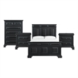 Picket House Furnishings Sumner Queen 4PC Bedroom Set in Black