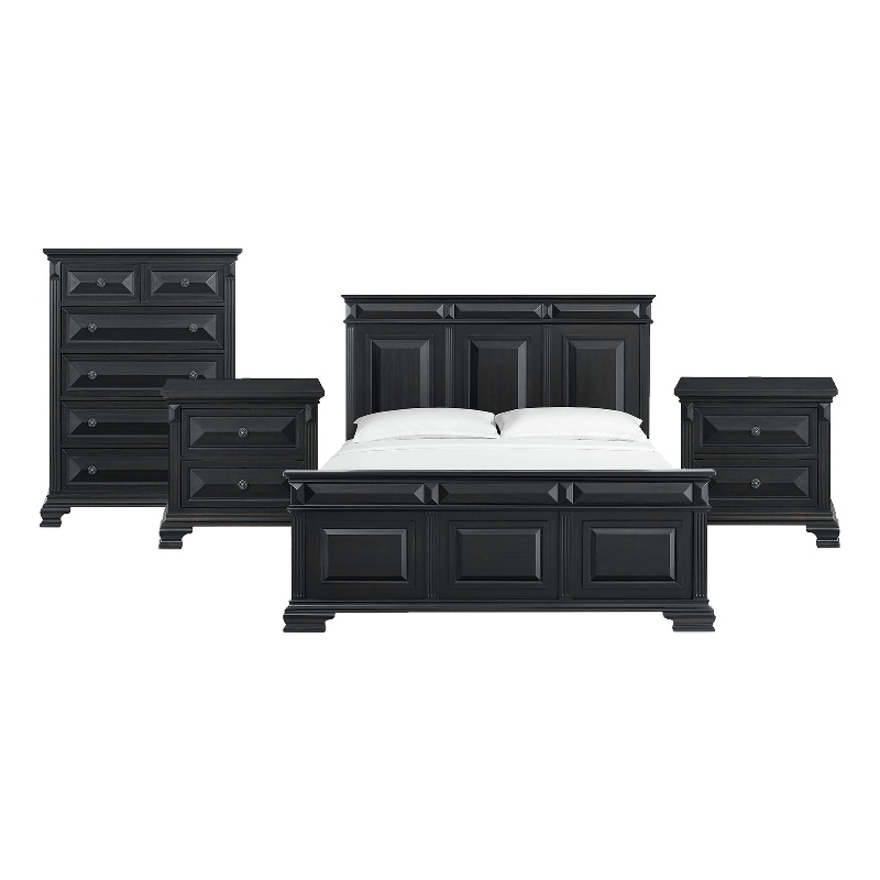 Picket House Furnishings Sumner King 4PC Bedroom Set in Black