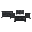 Picket House Furnishings Sumner Queen 4PC Bedroom Set in Black