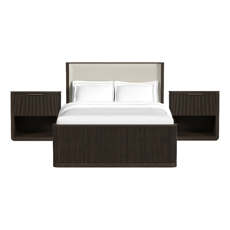Picket House Furnishings Sutton Queen Uph 3PC Bedroom Set in Dark Brown
