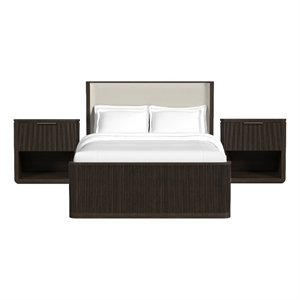 Picket House Furnishings Sutton Queen Uph 3PC Bedroom Set in Dark Brown