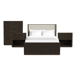Picket House Furnishings Sutton Queen Uph 4PC Bedroom Set in Dark Brown