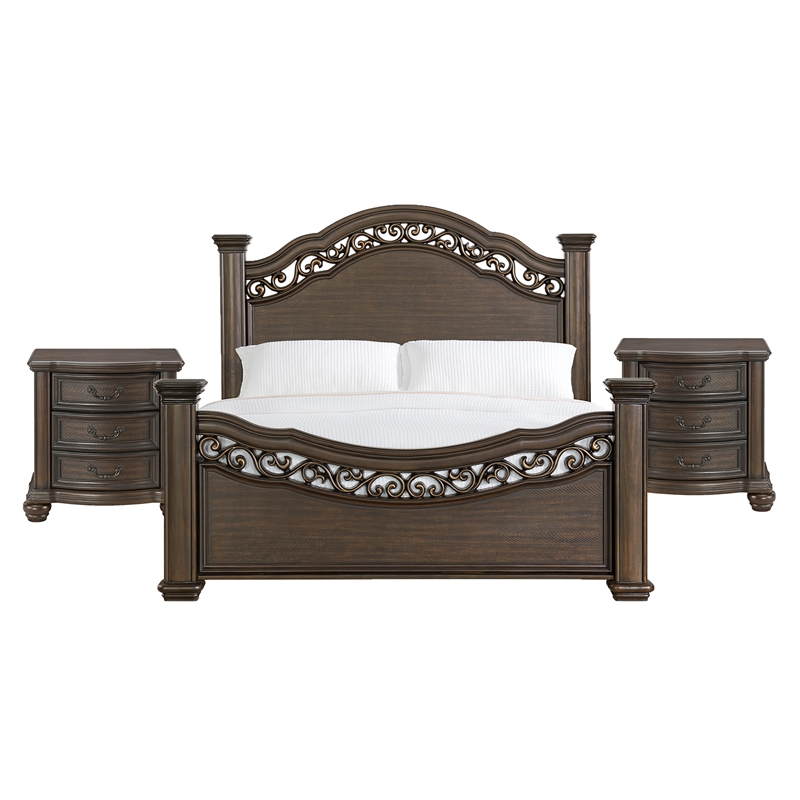 Picket House Furnishings Rosalinda King 3PC Bedroom Set in Mahogany