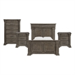 Picket House Furnishings Paterson Queen 4PC Bedroom Set in Grey