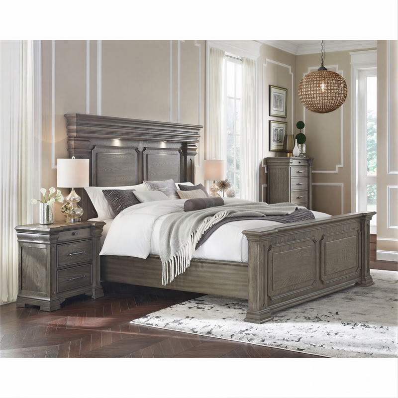 Picket House Furnishings Paterson King 4PC Bedroom Set in Grey