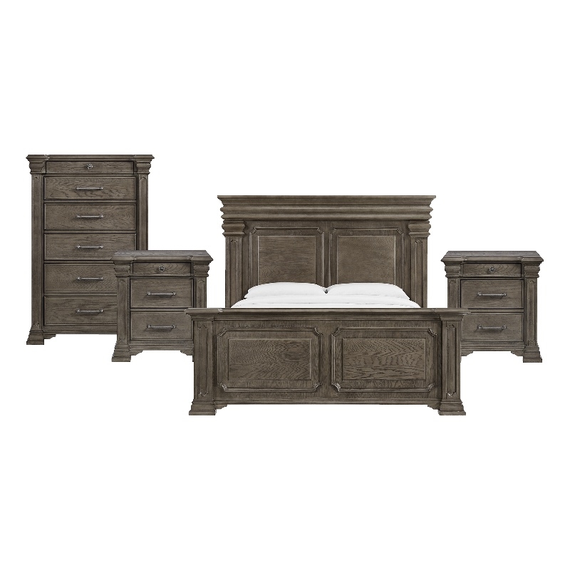 Picket House Furnishings Paterson King 4PC Bedroom Set in Grey