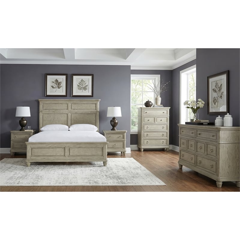 Picket House Furnishings Emiko Queen 5PC Bedroom Set in Light Grey