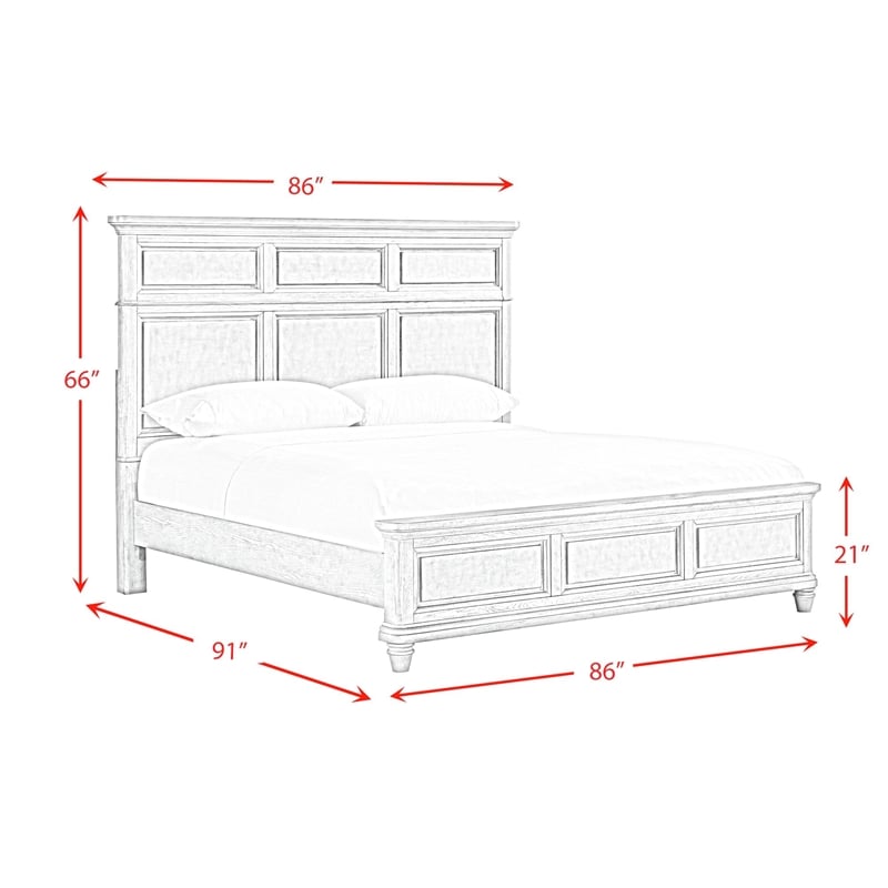 Picket House Furnishings Emiko King 5PC Bedroom Set in Light Grey