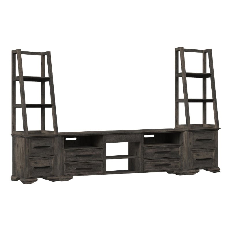 Picket House Furnishings Hyde 3PC Entertainment Unit With 82'' TV Console in Charcoal
