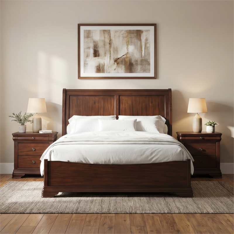 Picket House Furnishings Stark Queen 3PC Bedroom Set in Cherry