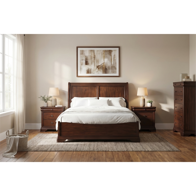 Picket House Furnishings Stark Queen 4PC Bedroom Set in Cherry