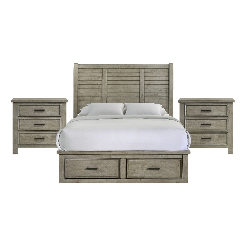 Picket House Furnishings Damen Queen Storage 3PC Bedroom Set in Drift Grey