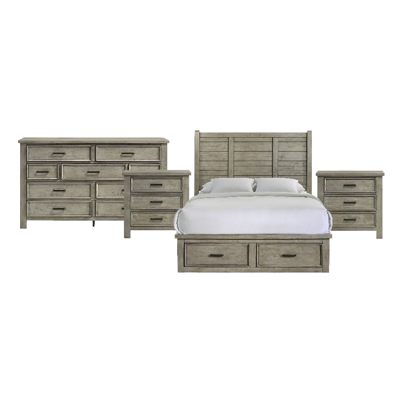 Picket House Furnishings Damen Queen Storage 4PC Bedroom Set in Drift Grey