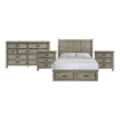 Picket House Furnishings Damen Queen Storage 4PC Bedroom Set in Drift Grey