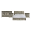Picket House Furnishings Damen King Storage 4PC Bedroom Set in Drift Grey