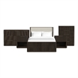 Picket House Furnishings Sutton Queen Uph 5PC Bedroom Set in Dark Brown