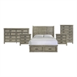 Picket House Furnishings Damen Queen Storage 5PC Bedroom Set in Drift Grey