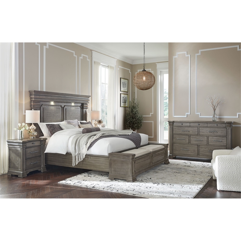 Picket House Furnishings Paterson Queen Storage 4PC Bedroom Set in Grey