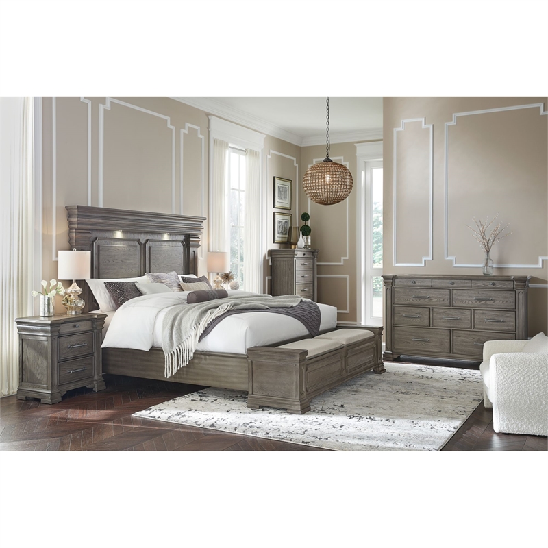 Picket House Furnishings Paterson King Storage 5PC Bedroom Set in Grey
