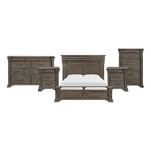 picket house furnishings paterson king storage 5pc bedroom set in grey