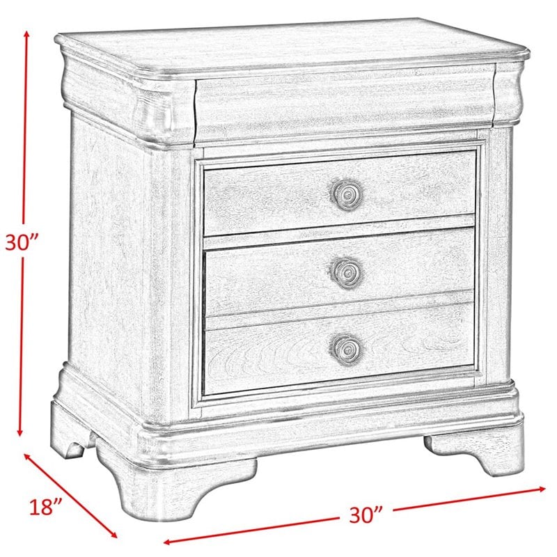Picket House Furnishings Conley 3 Drawer Nightstand in Cherry