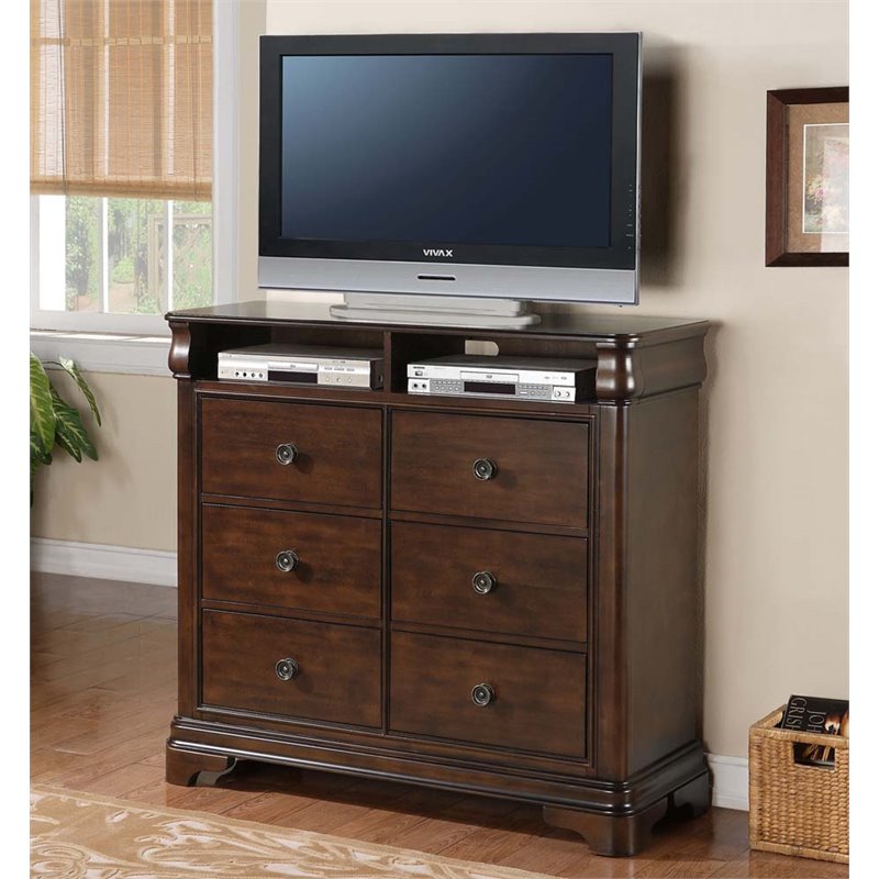 Picket House Furnishings Conley 6 Drawer Media Chest in Cherry