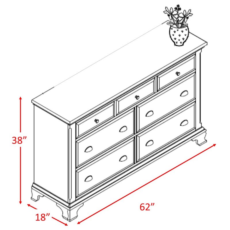 Picket House Furnishings Brinley 7 Drawer Dresser in Cherry