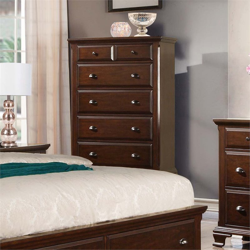 Picket House Furnishings Brinley 5 Drawer Chest in Cherry